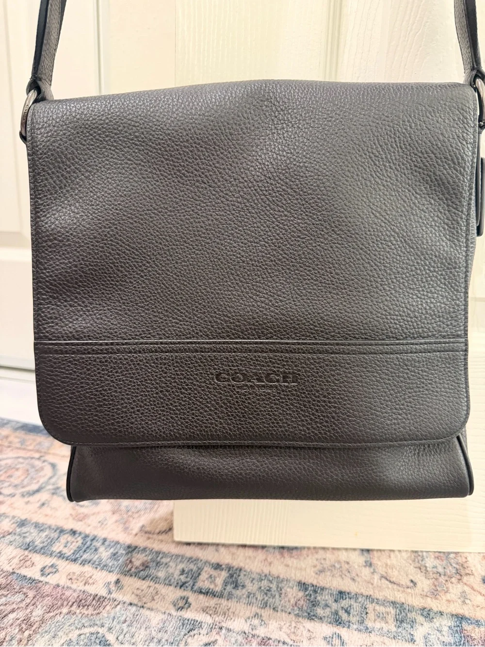 Coach Black Pebbled Leather Men's Messenger Bag